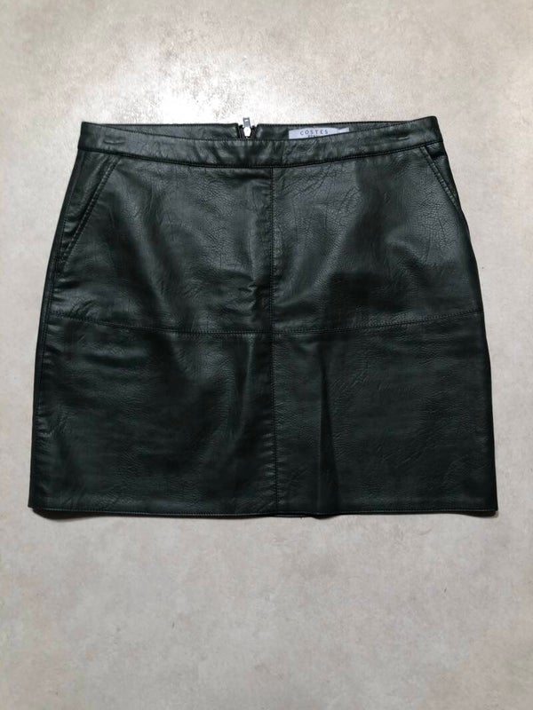 Costes groen imitatie leder rok maat L