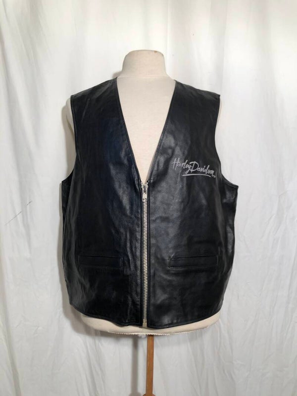 Harley Davidson zwart leder gilet maat XL