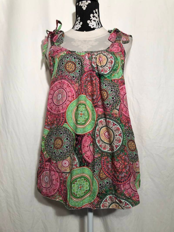 Muki groen/roze print zomer tuniek met strikjes maat M