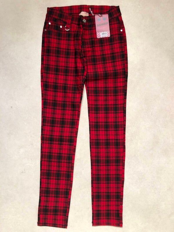 Banned rood/zwart geruite broek maat S