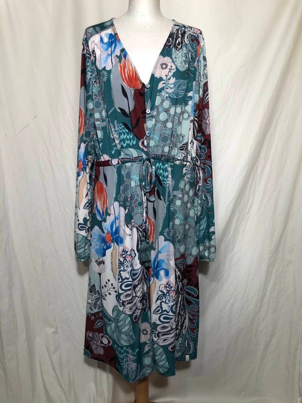 Didi groen meerkleurige print jurk maat 48