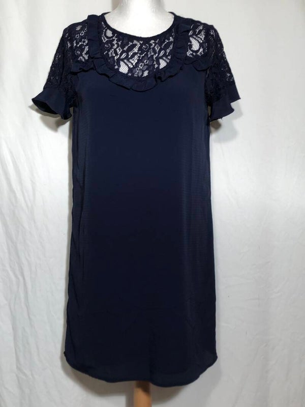 Kilibbi blauwe jurk met kant en ruches maat S