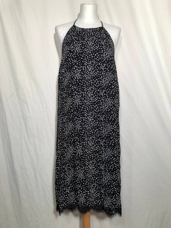 Esprit zwart/wit print jurk met kant op de rug maat 44