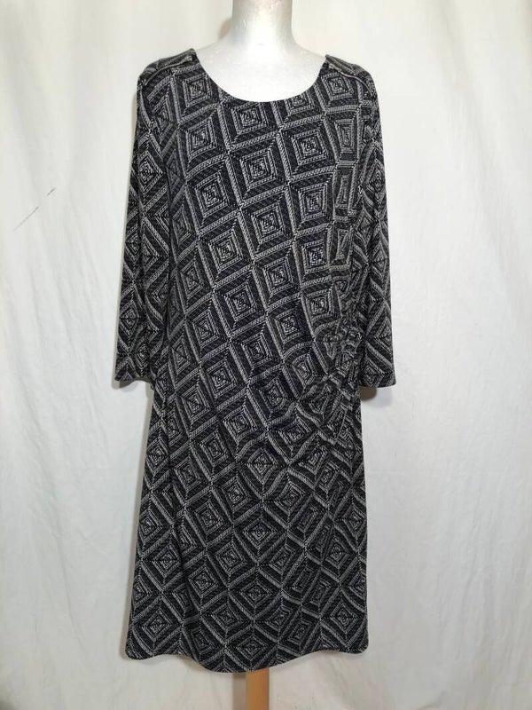 Smashed lemon zwart/wit print jurk maat 44