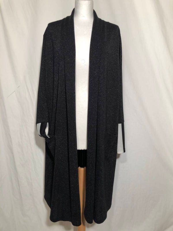 Only-M. Zwart lang glitter vest met zakken maat 54