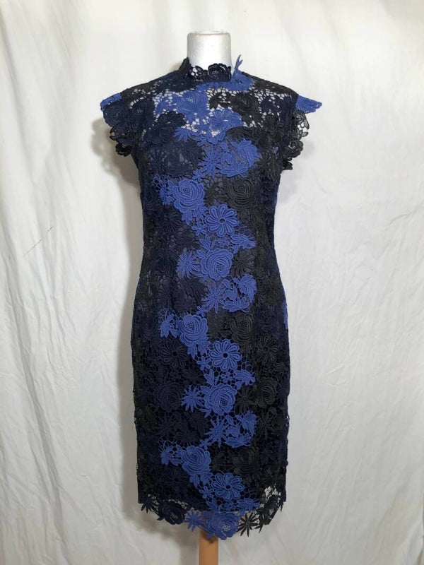 Steps zwart/blauw kanten jurk maat 36