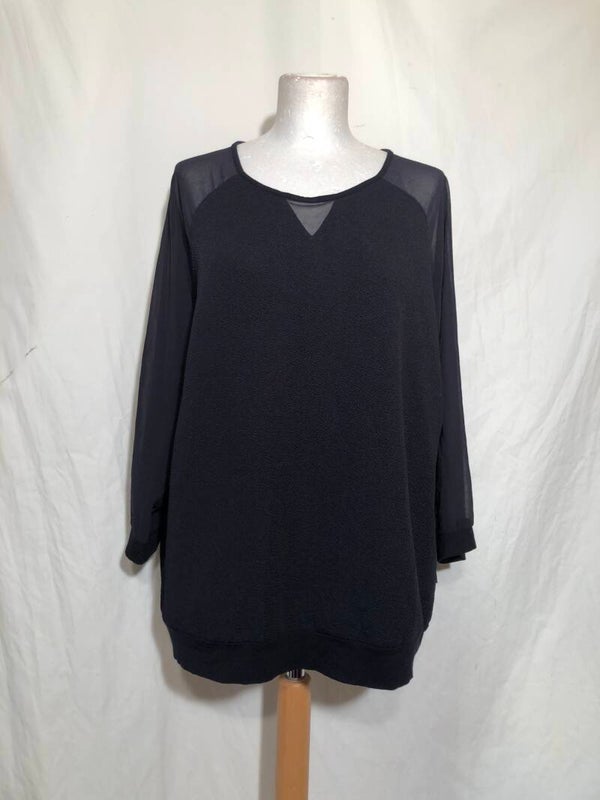 Didi zwart tuniek met doorschijnende mouwen maat XXL