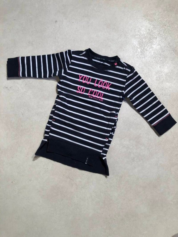 BTBF mini Boss zwart/wit gestreept jurkje maat 74