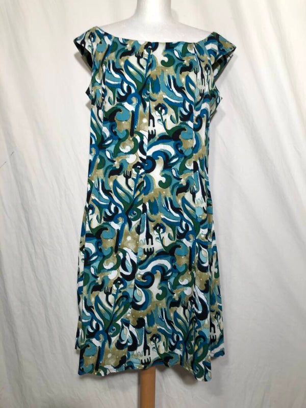 Heart by Art blauw/groen/zwart print jurk maat L