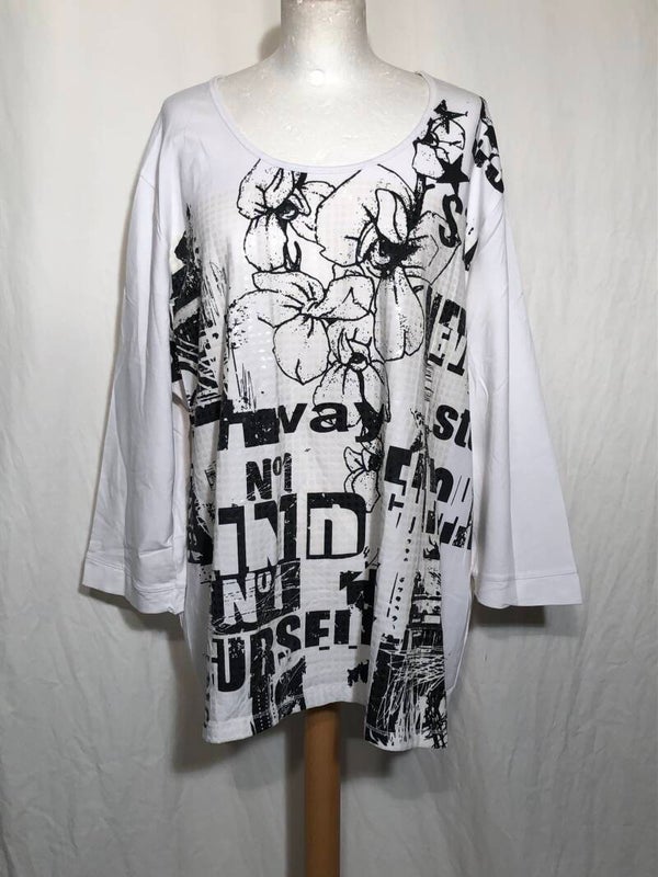 Aprico witte top met opdruk maat 52