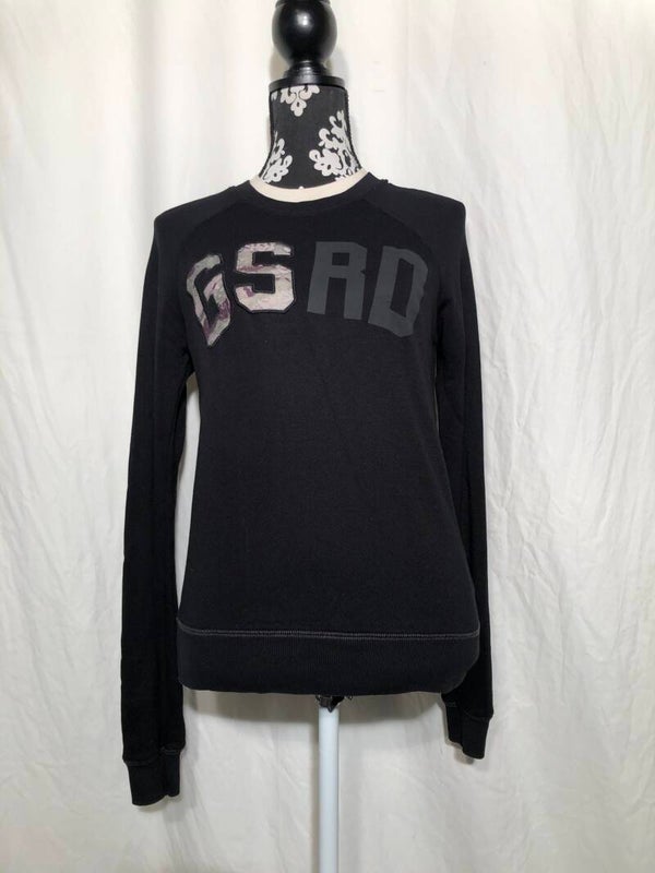 G-star zwarte sweater met opdruk en kant maat S