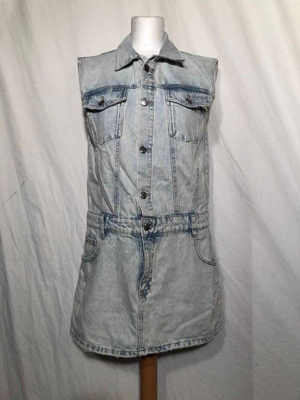 Pull & Bear denim jeans jurk met gaten maat L