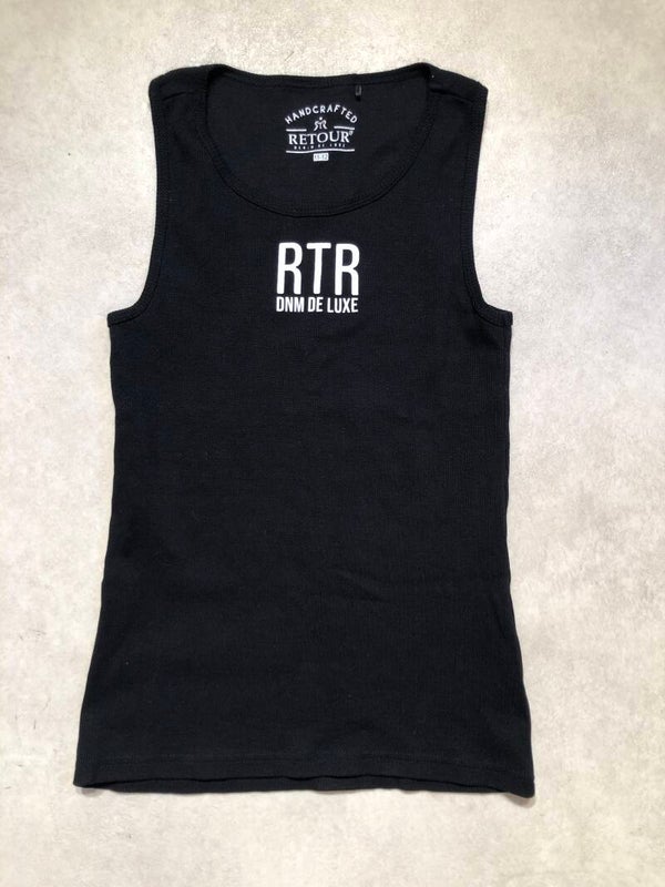Retour zwart tanktop met opdruk maat 146/152