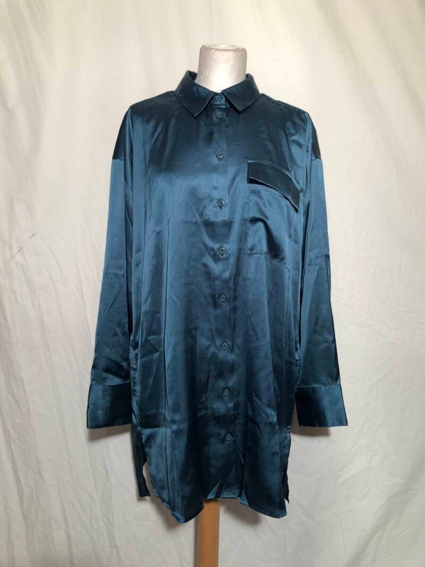 QS by S. Oliver donkergroen glimmende blouse maat 40