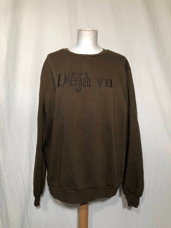 Norah olijfgroene sweater met geborduurde letters maat 42