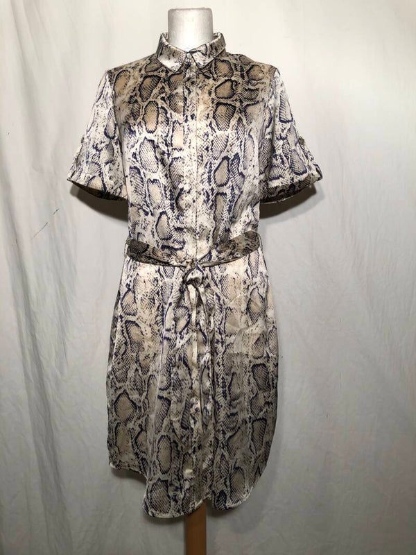 AAKO slangprint jurk met strikceintuur maat XS