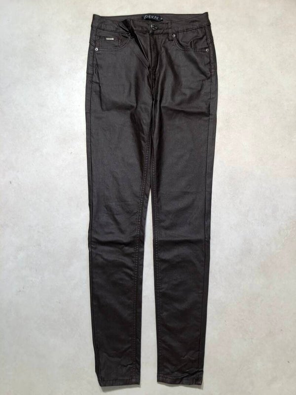 Loekay bruin leder look skinny maat M