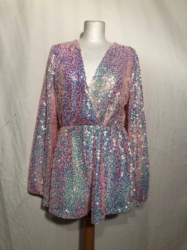 Loavies roze pailletten jumpsuit maat M