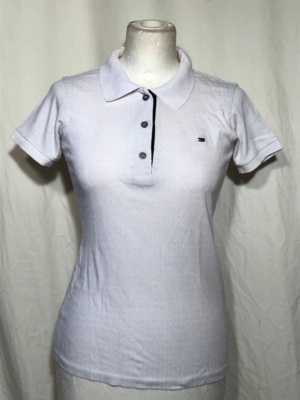 Tommy Hilfiger witte polo met meerkleurige stipjes maat M