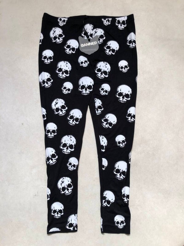 Banned zwarte legging met skulls maat 2XL