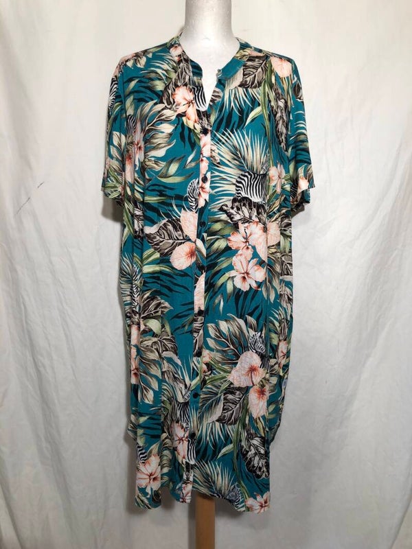 Didi groen lange blouse met bloemen en zebra’s maat 48