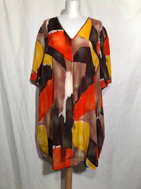 Ulla Popken meerkleurig print tuniek met zakken maat 50/52