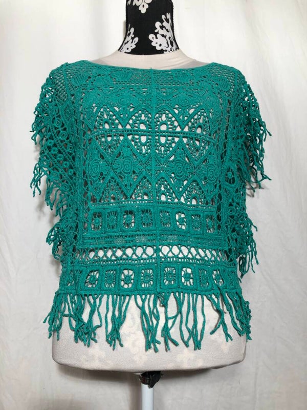 Groen gehaakt zomer truitje met raffles maat M/L