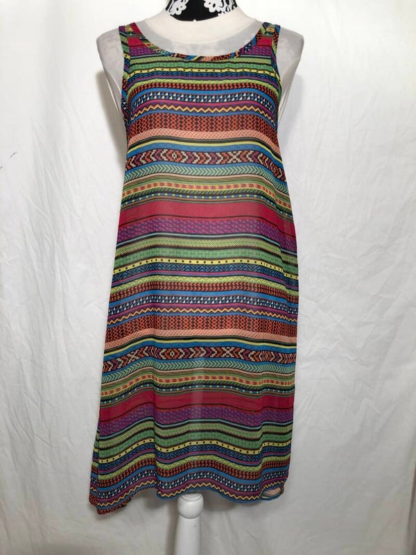 Smash! Meerkleurige doorschijnende jurk maat M