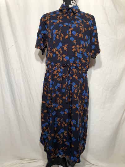 Yesta donkerblauw gebloemde jurk maat 44