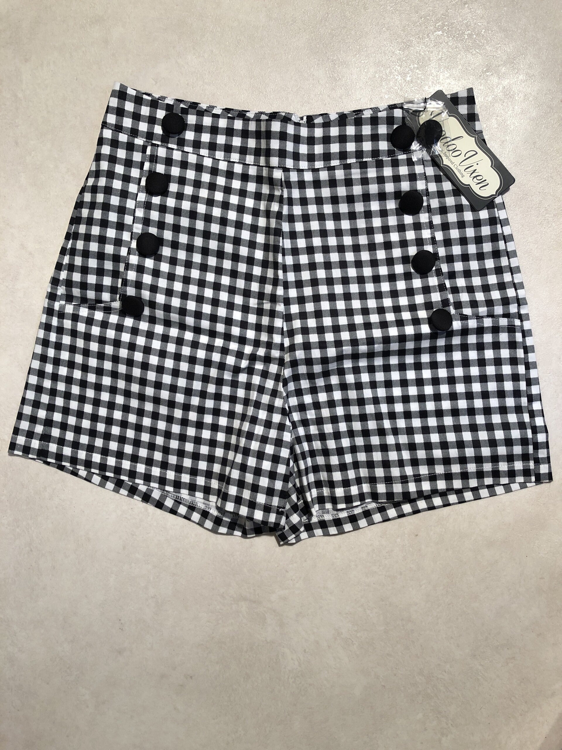 Voodoo Vixen retro zwart/wit geruit short maat M