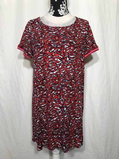 Yesta rood/zwart/wit print korte jurk maat 44