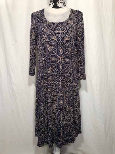Zizzi blauw/beige print jurk maat 44
