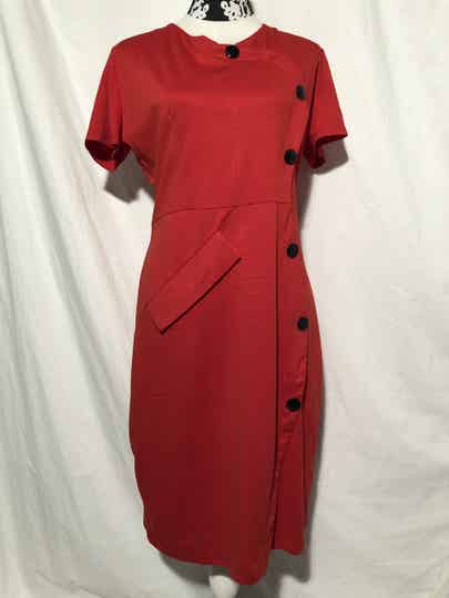 Rode retro look jurk maat XL