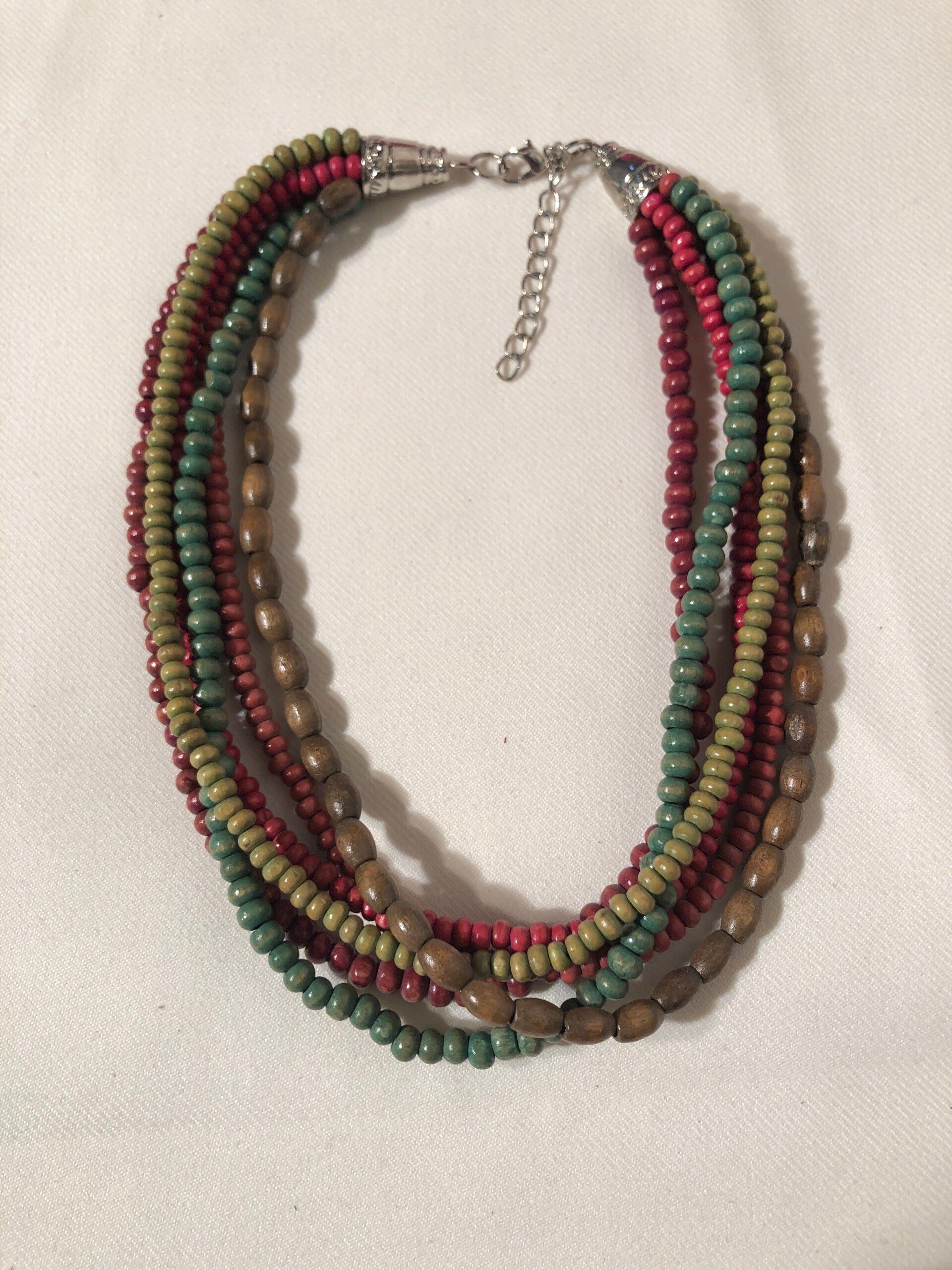 Kralen ketting van hout meerkleurig