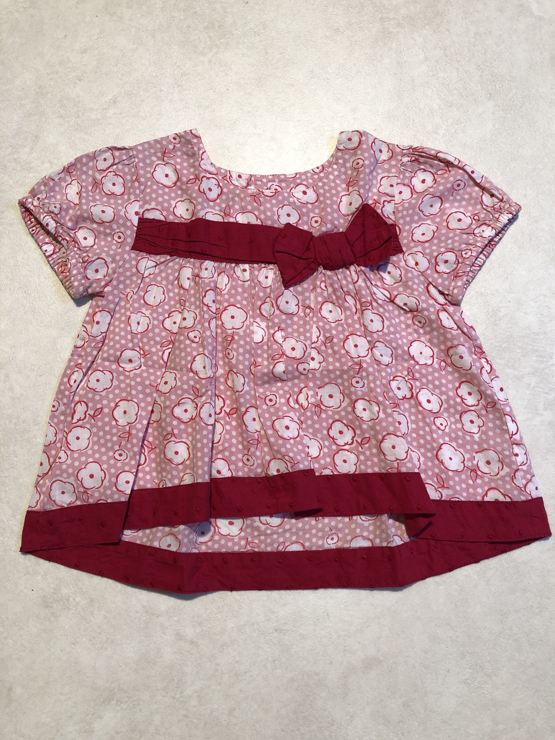 Monsoon roze/rood gebloemd tuniekje maat 92