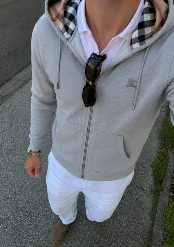 Burberry Zip Hoodie Grey Nova Check – S/M Fit