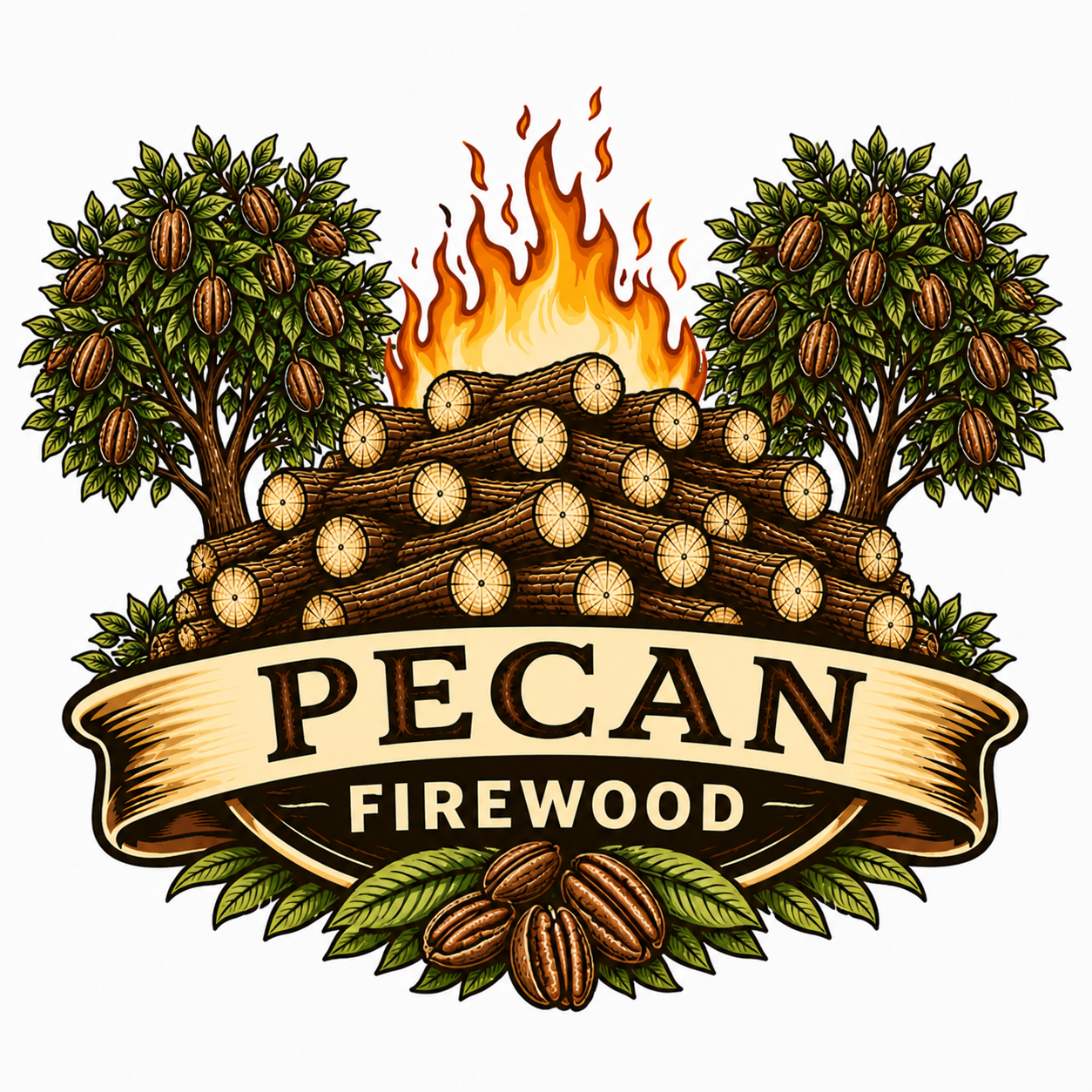 Pecan Firewood	- 1/2 Cord (2 X 4 X 8)