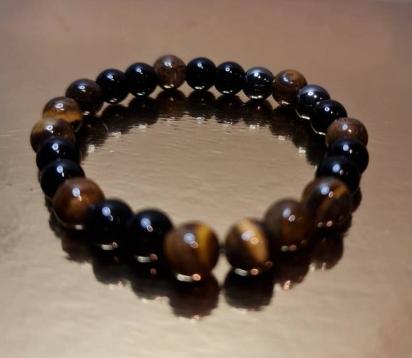 Pulsera de Ojo de Tigre y Obsidiana Negra