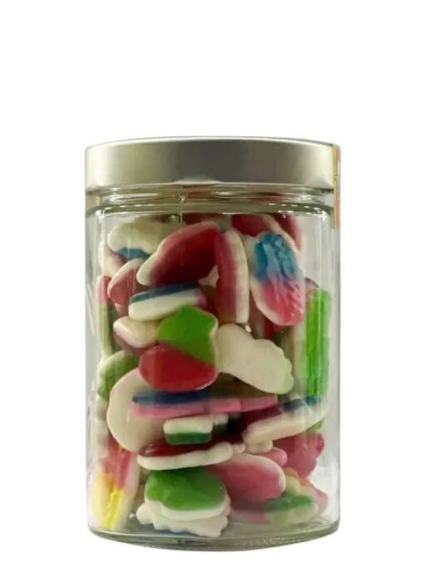 Snoeppot met label