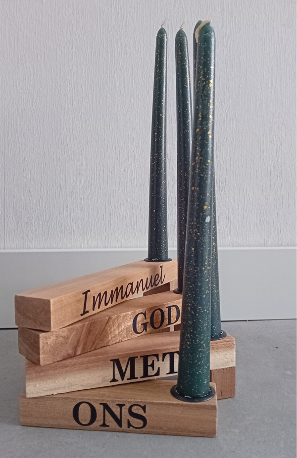 Advent houten kaarsenhouder/ kandelaar