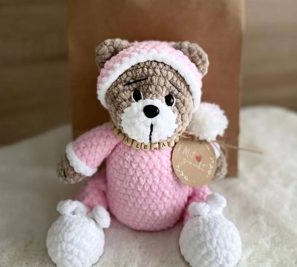 Plüschbär im Pyjama rosa