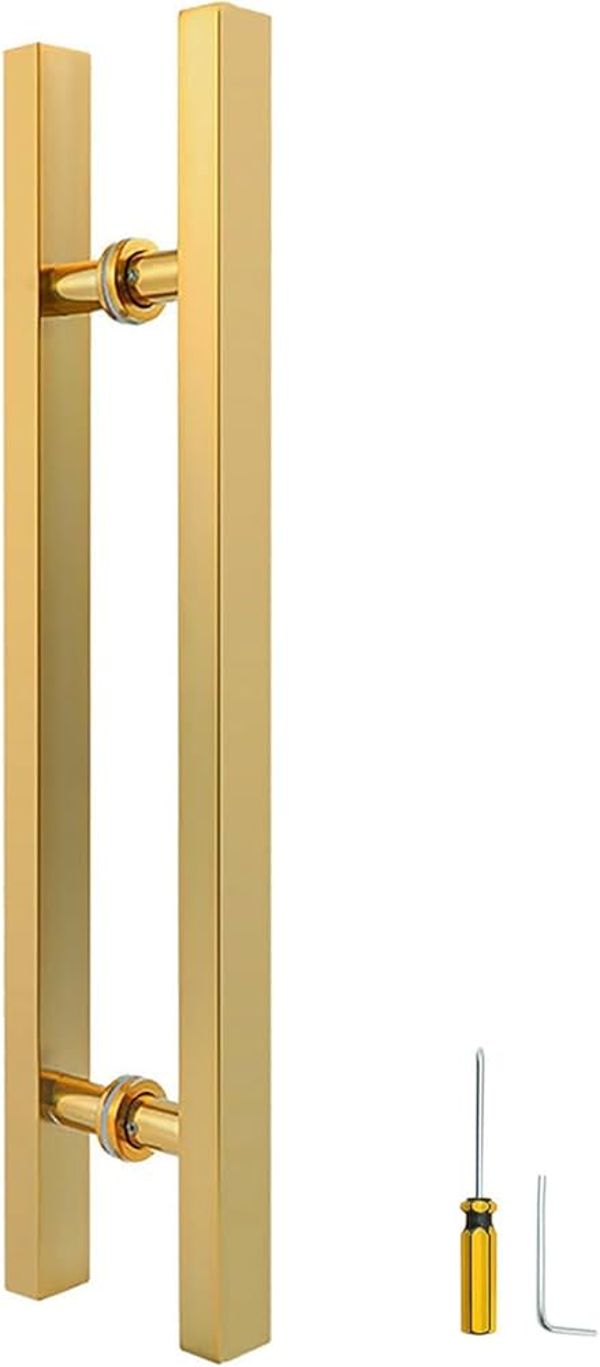 Stainless Steel Square Pull Handle Gold Mirror Finish SS 304 | Glass Door Handle UAE