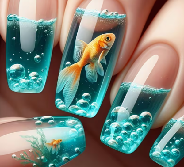 Fish in water Design Press On Nails