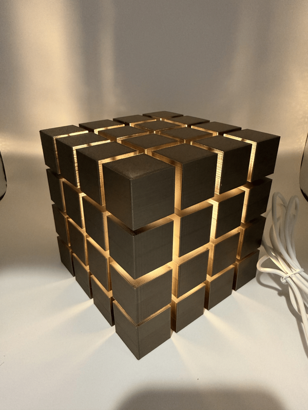 Golden Grid Cube Lamp