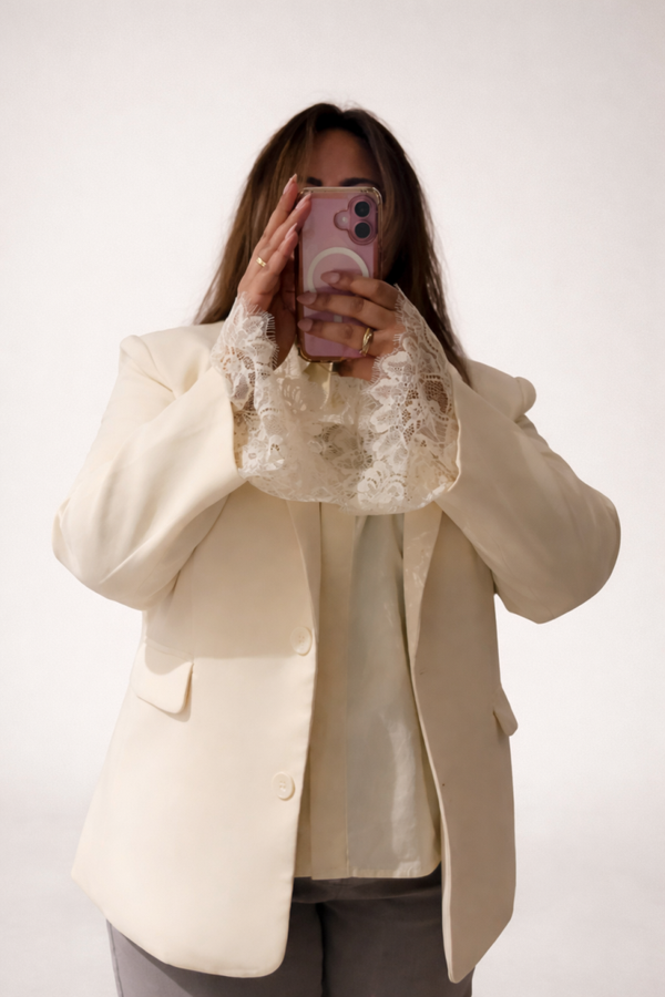 LIGHT YELLOW LACE BLAZER
