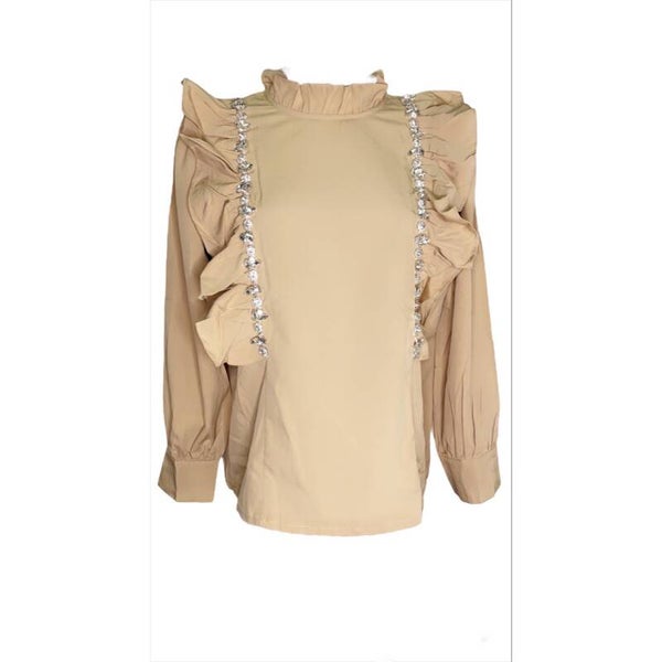 Glossy Blouse Camel