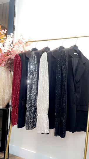 Sequin Sleeve Blazer Zilver