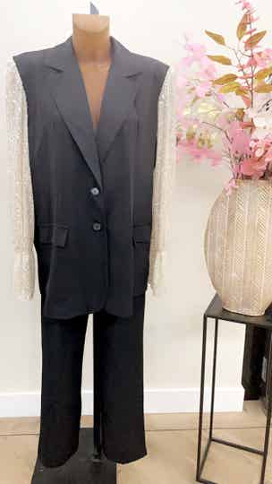 Sequin Sleeve Blazer Champange