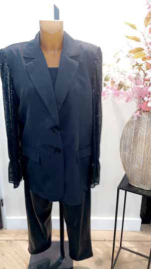 Sequin Sleeve Blazer Black