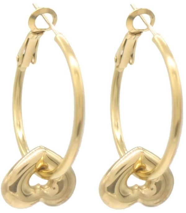 Earrings With Cute Hearts In Gold